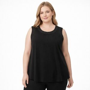 Modamix Black Sleeveless Laser Cut Blouse Women’s 0X Plus